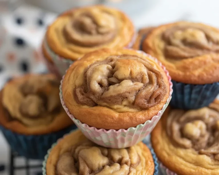 Cinnamon Roll Protein Muffins with a sweet cinnamon filling and high protein content.