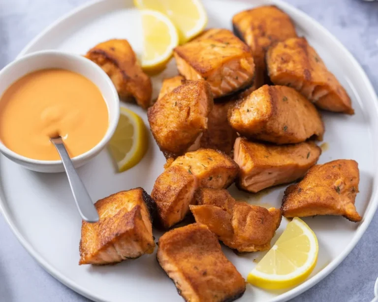 Cajun Baked Salmon Bites seasoned with spices, oven-baked to perfection.