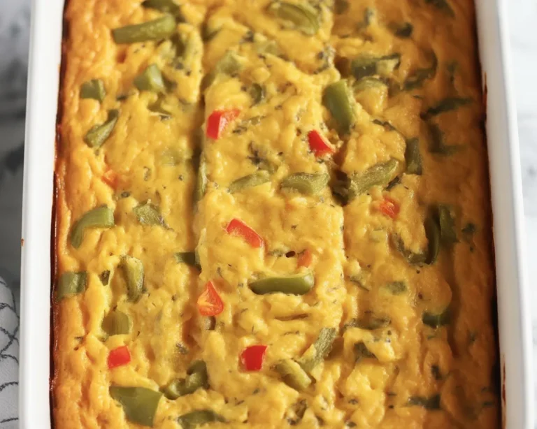 Delicious Easy Breakfast Casserole with eggs, sausage, and cheese baked to perfection.