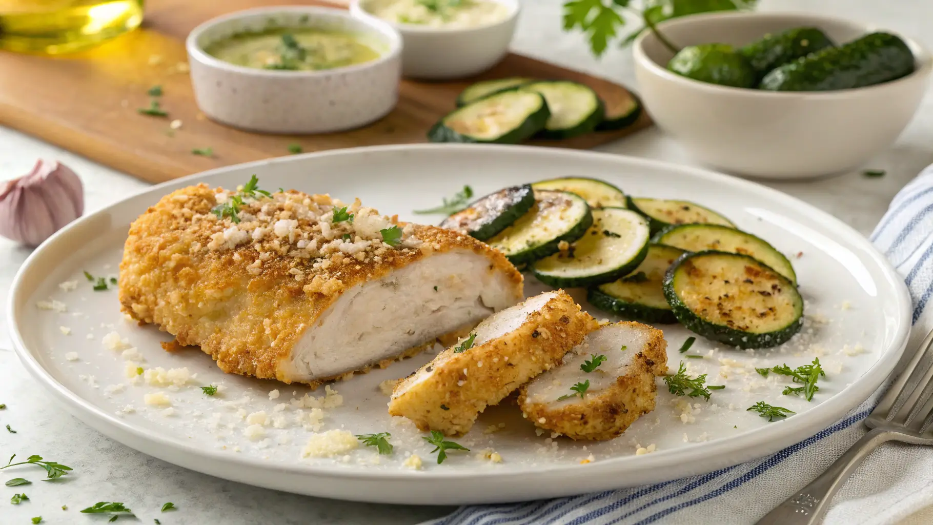 Crispy Parmesan Garlic Chicken with Zucchini – Easy One-Pan Dinner Recipe